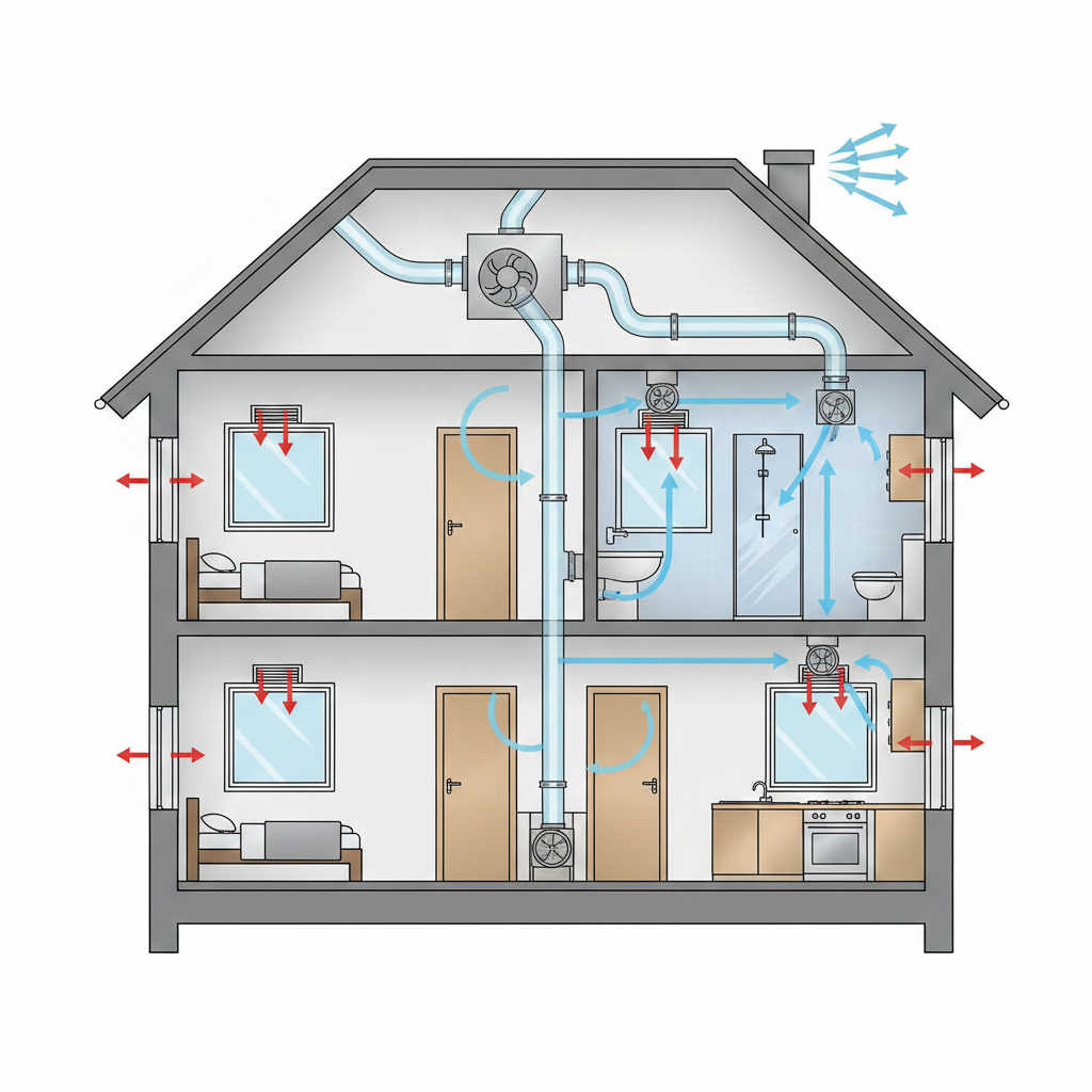 Schéma d'une VMC simple flux