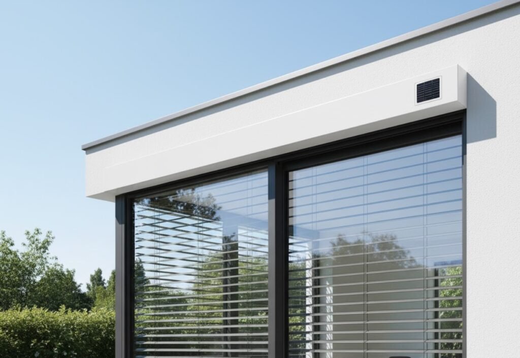 baie vitrée avec un volet roulant solaire